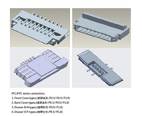 FFC/ FPC connectors series: Front Cover/ Back Cover/ Drawer RA and VT types.